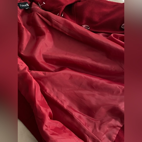 NWT Forever 21 Jacket/Coat Burgundy Red- Wool Blend Size Large - Picture 10 of 13